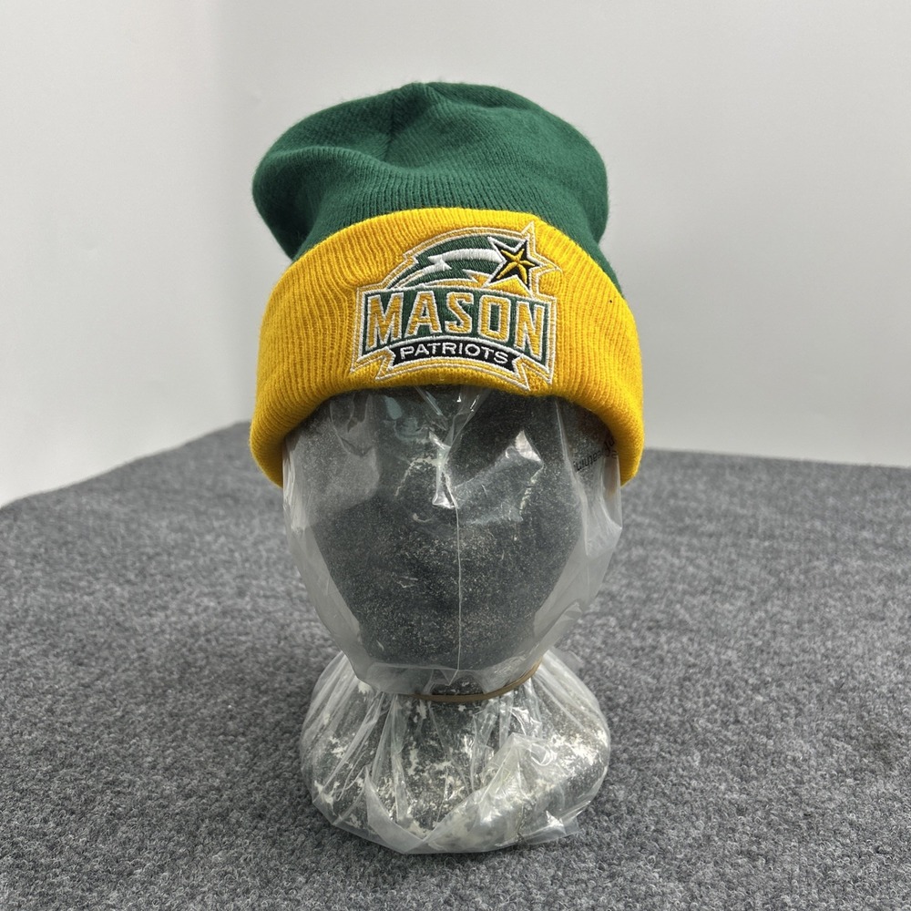 Adidas George Mason University Patriots Beanie Knit Cuffed Hat Green Yellow